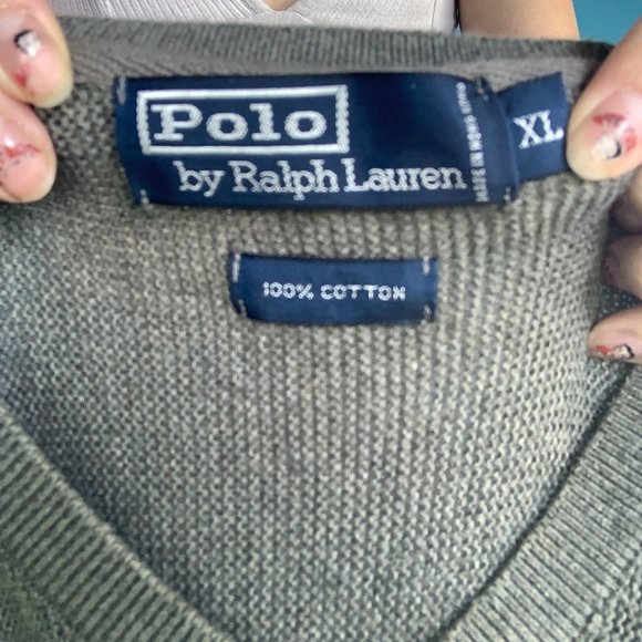 Polo by Ralph Lauren Grey V-Neck Sweater - Picture 4 of 4